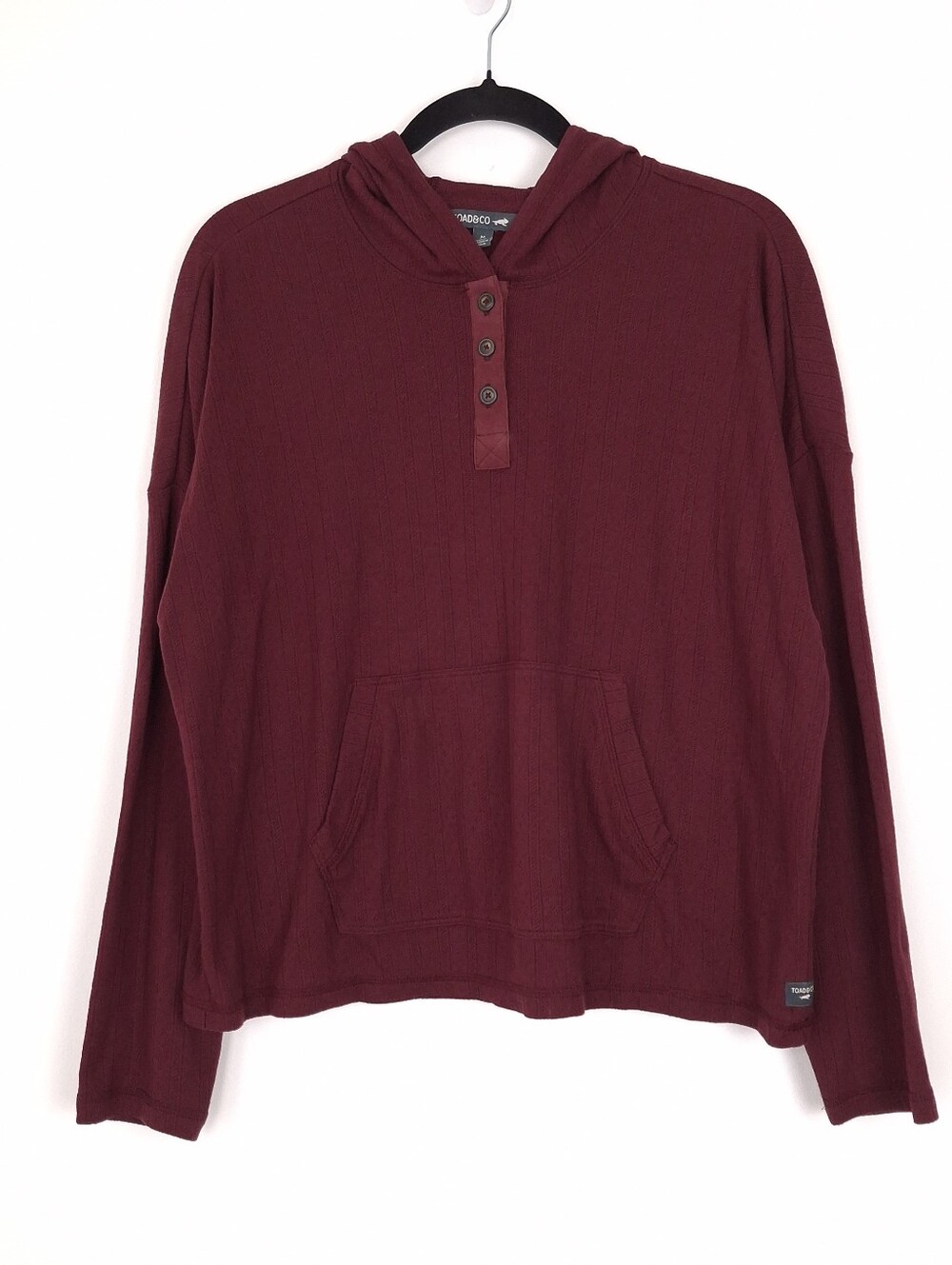 Toad&Co Foothill Pointelle Long Sleeve Hoodie organic cotton henley layering